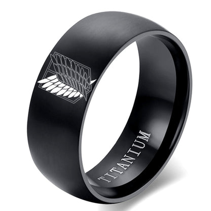 AoT Black sliver Stainless Steel Ring - Black / 6 - Jewelry