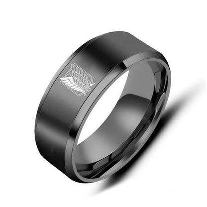 AoT Black sliver Stainless Steel Ring - Gold / 6 - Jewelry