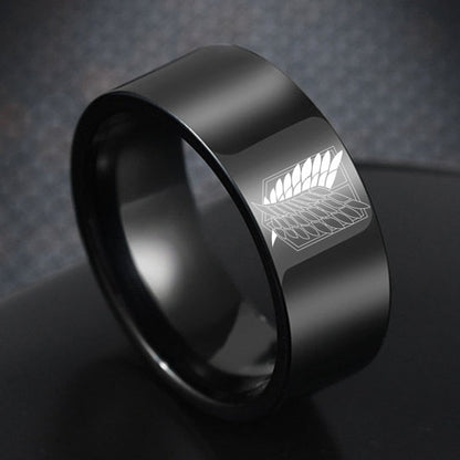 AoT Black sliver Stainless Steel Ring - Jewelry