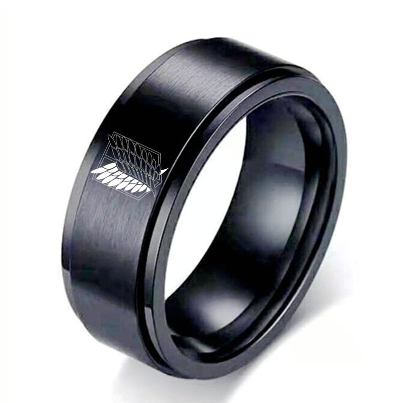 AoT Black sliver Stainless Steel Ring - Jewelry