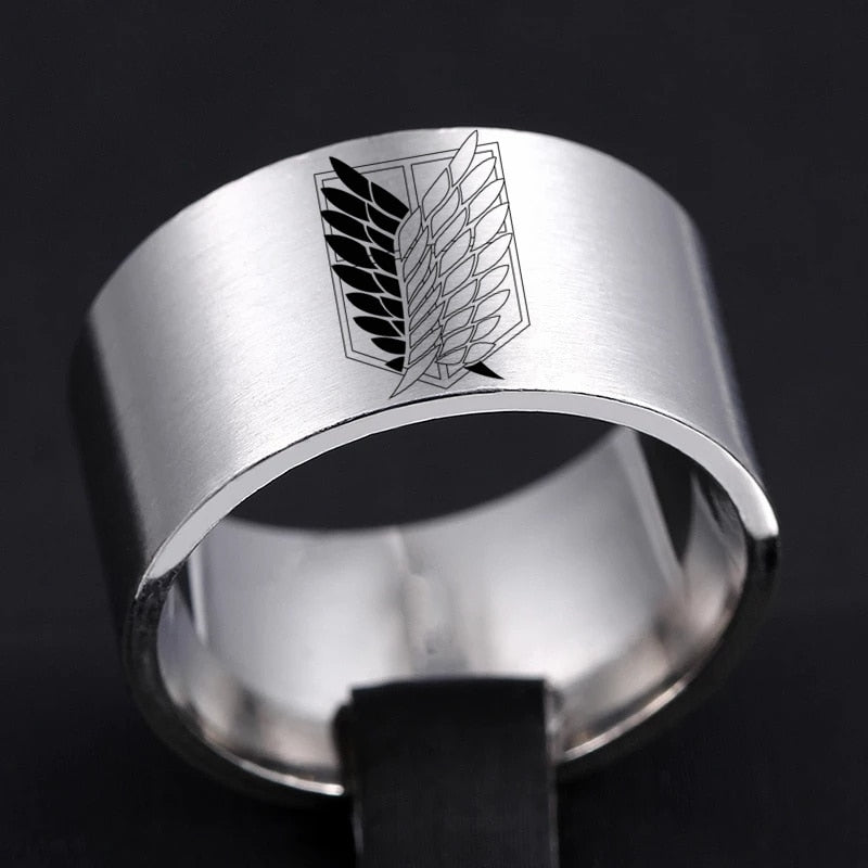 AoT Black sliver Stainless Steel Ring - Jewelry