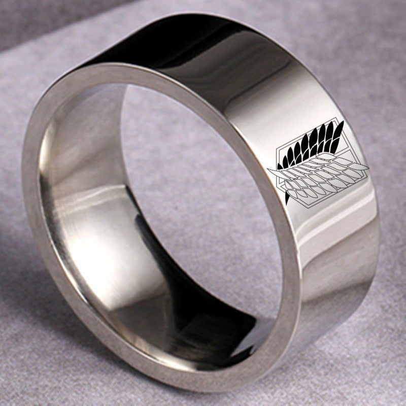 AoT Black sliver Stainless Steel Ring - Jewelry