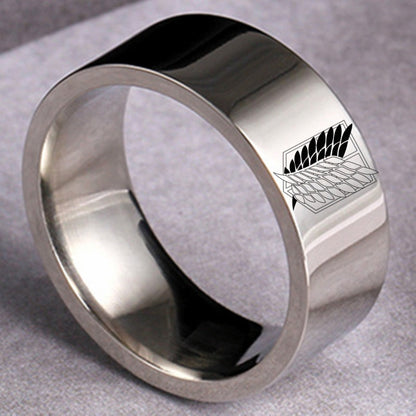 AoT Black sliver Stainless Steel Ring - Jewelry