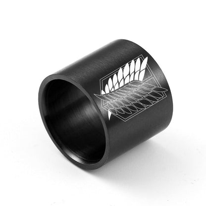 AoT Black sliver Stainless Steel Ring - Jewelry