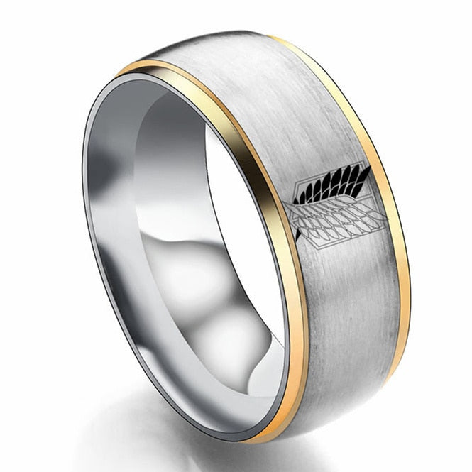 AoT Black sliver Stainless Steel Ring - Jewelry