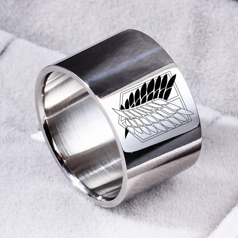 AoT Black sliver Stainless Steel Ring - Jewelry