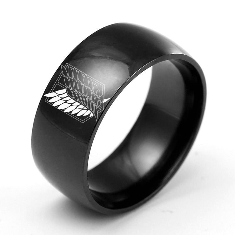 AoT Black sliver Stainless Steel Ring - Jewelry