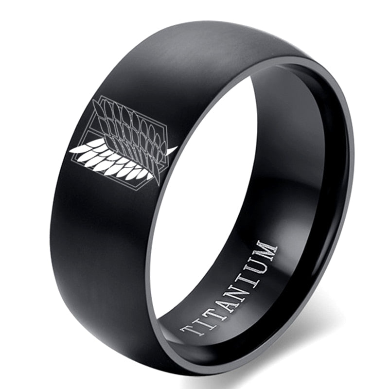 AoT Black sliver Stainless Steel Ring - Jewelry