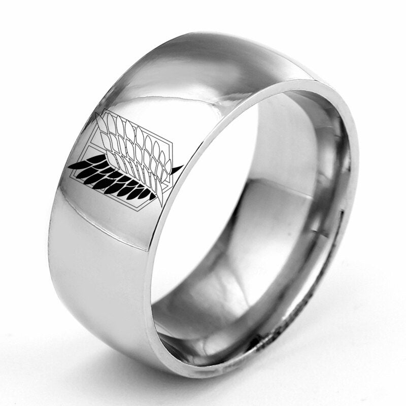 AoT Black sliver Stainless Steel Ring - Jewelry