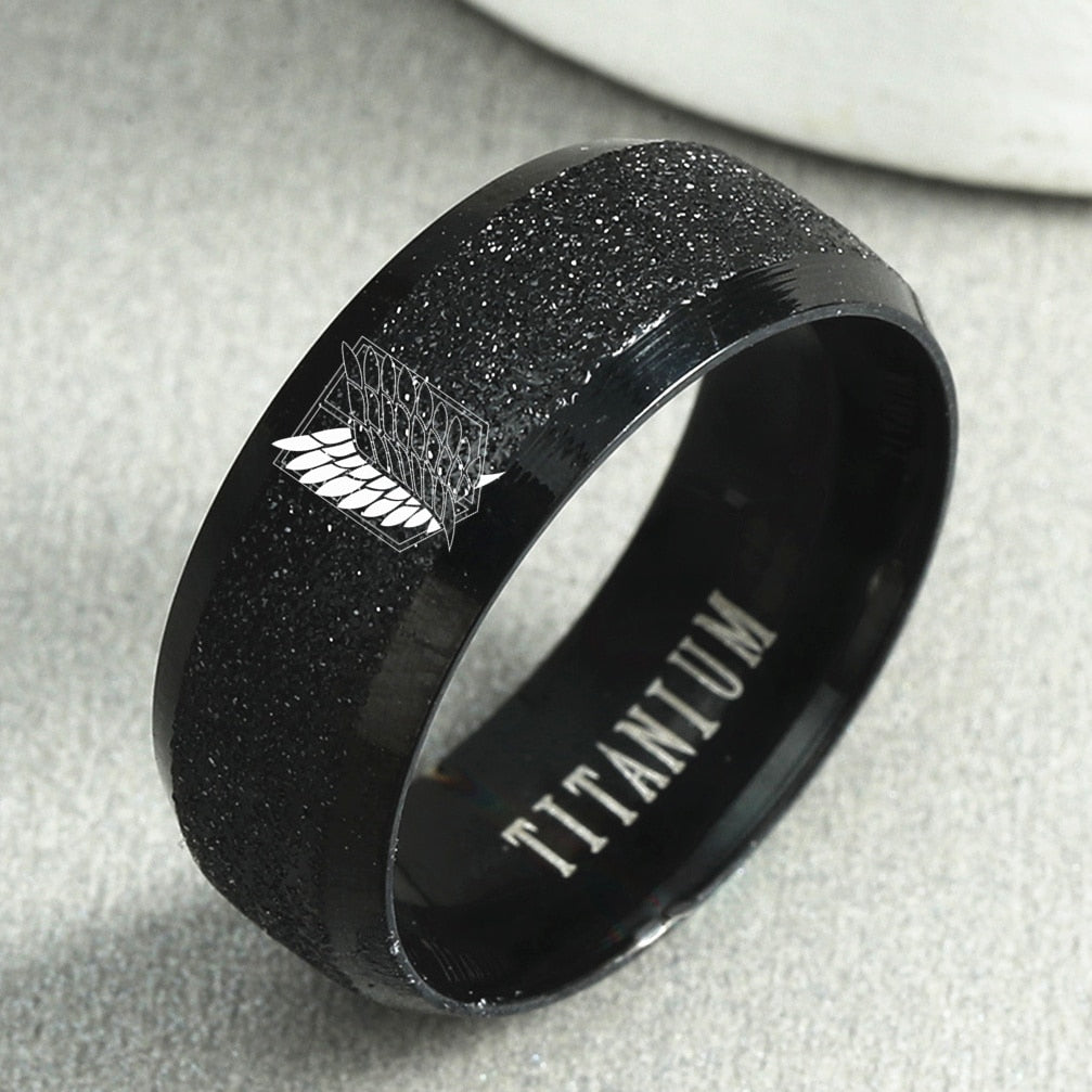 AoT Black sliver Stainless Steel Ring - Jewelry