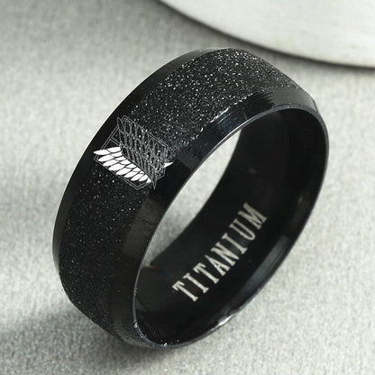 AoT Black sliver Stainless Steel Ring - Jewelry