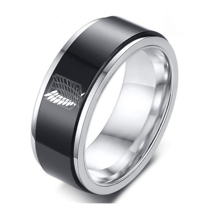 AoT Black sliver Stainless Steel Ring - Orange / 6 - Jewelry