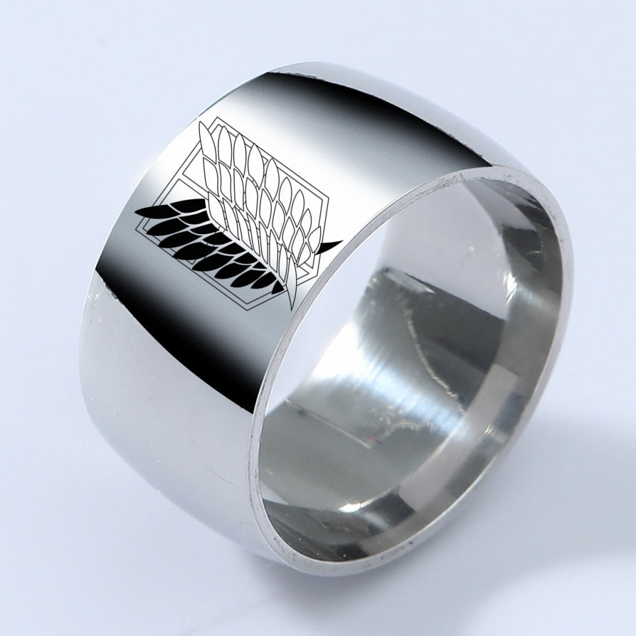 AoT Black sliver Stainless Steel Ring - Silver / 6 - Jewelry