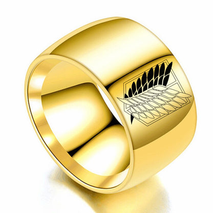 AoT Black sliver Stainless Steel Ring - Yellow / 6 - Jewelry