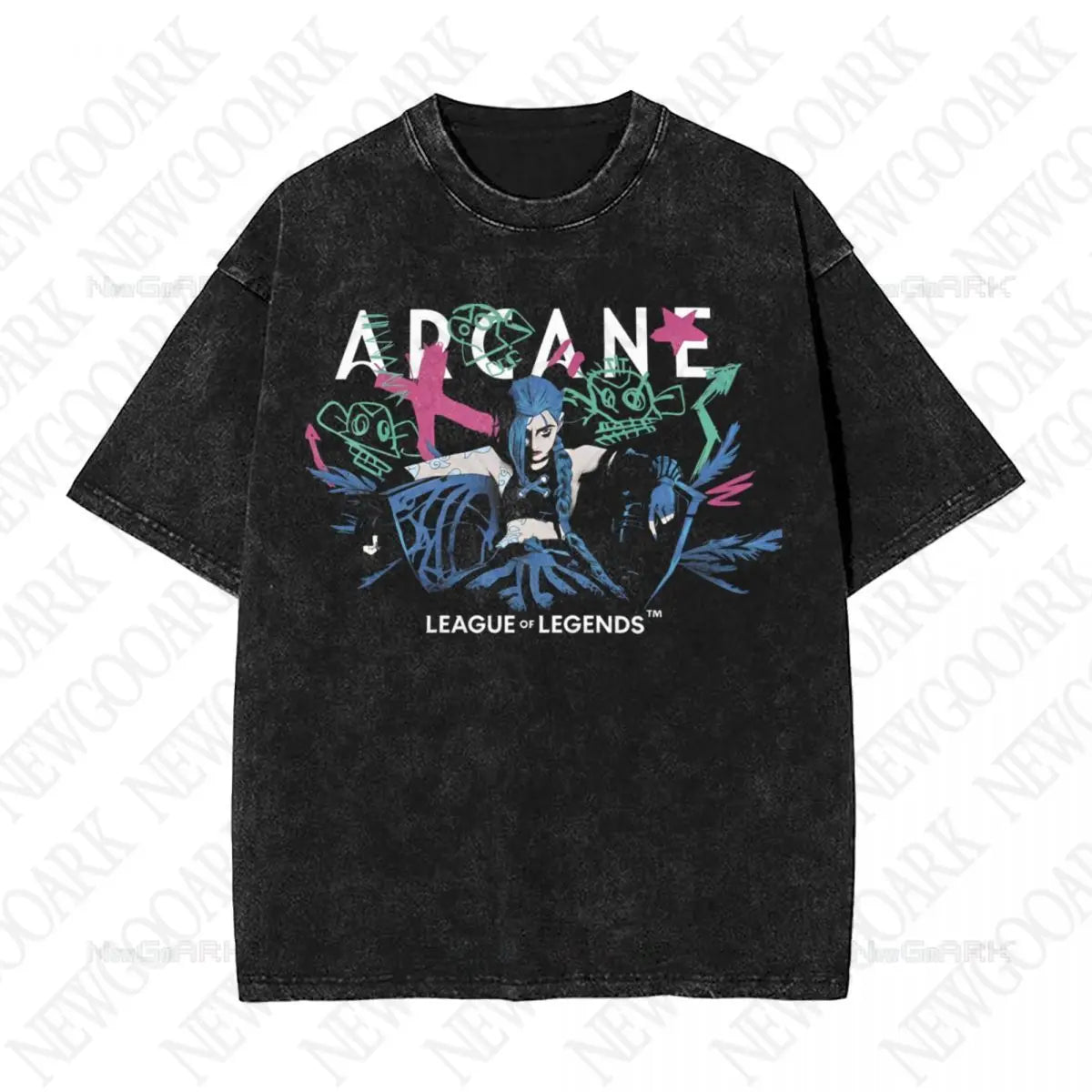 Arcane Vi Washed T Shirts Streetwear Hip Hop Novelty T-Shirt Tee Shirt Men Women Cotton Street Graphic Printed - 14