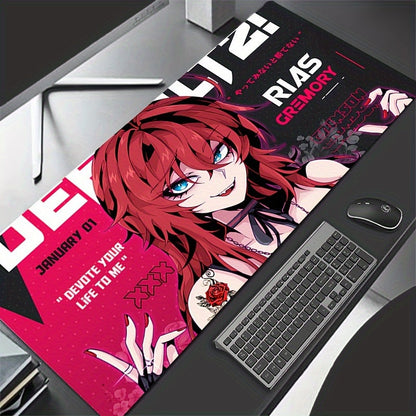 Chic Anime Girl Extended Desk Mat - Non-Slip Rubber Base Large Gaming Mouse Pad for Laptop & Keyboard Protection