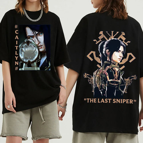 Hot Anime Arcane-Caitlyn T-Shirts Unisex Harajuku O-Neck Short Sleeve Popular Music Shirts Fans Gift