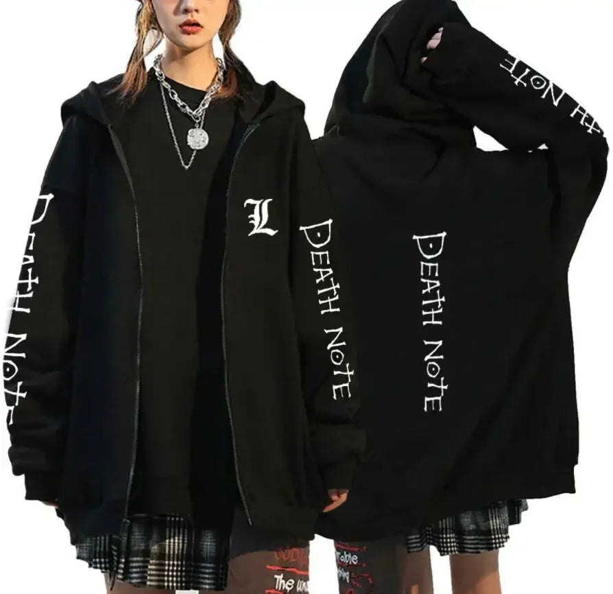 Oversized Hoodie – Zip Up, Death Note Design Eden of Clothes 