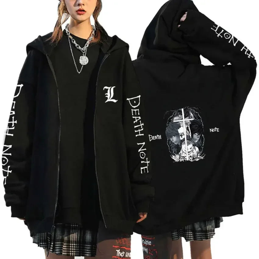 Oversized Hoodie – Zip Up, Death Note Design Eden of Clothes 