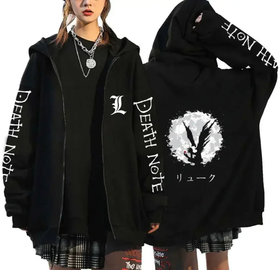 Oversized Hoodie – Zip Up, Death Note Design Eden of Clothes 