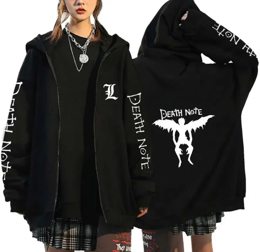 Oversized Hoodie – Zip Up, Death Note Design Eden of Clothes 