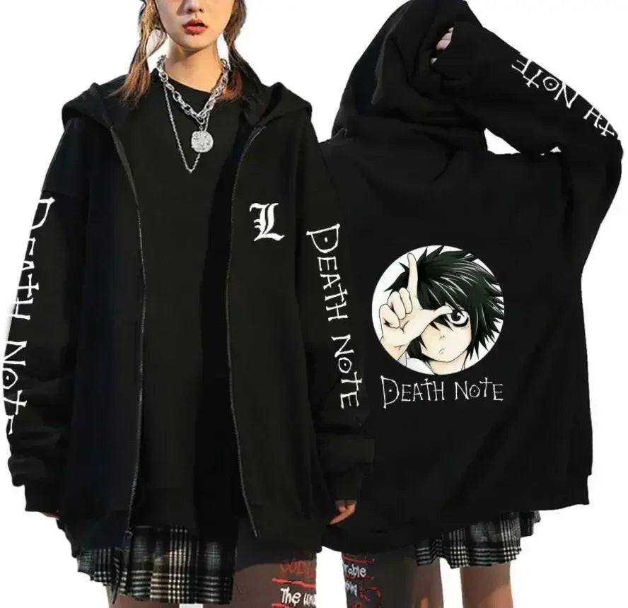 Oversized Hoodie – Zip Up, Death Note Design Eden of Clothes 