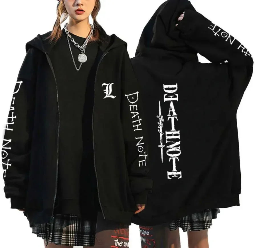 Oversized Hoodie – Zip Up, Death Note Design Eden of Clothes 