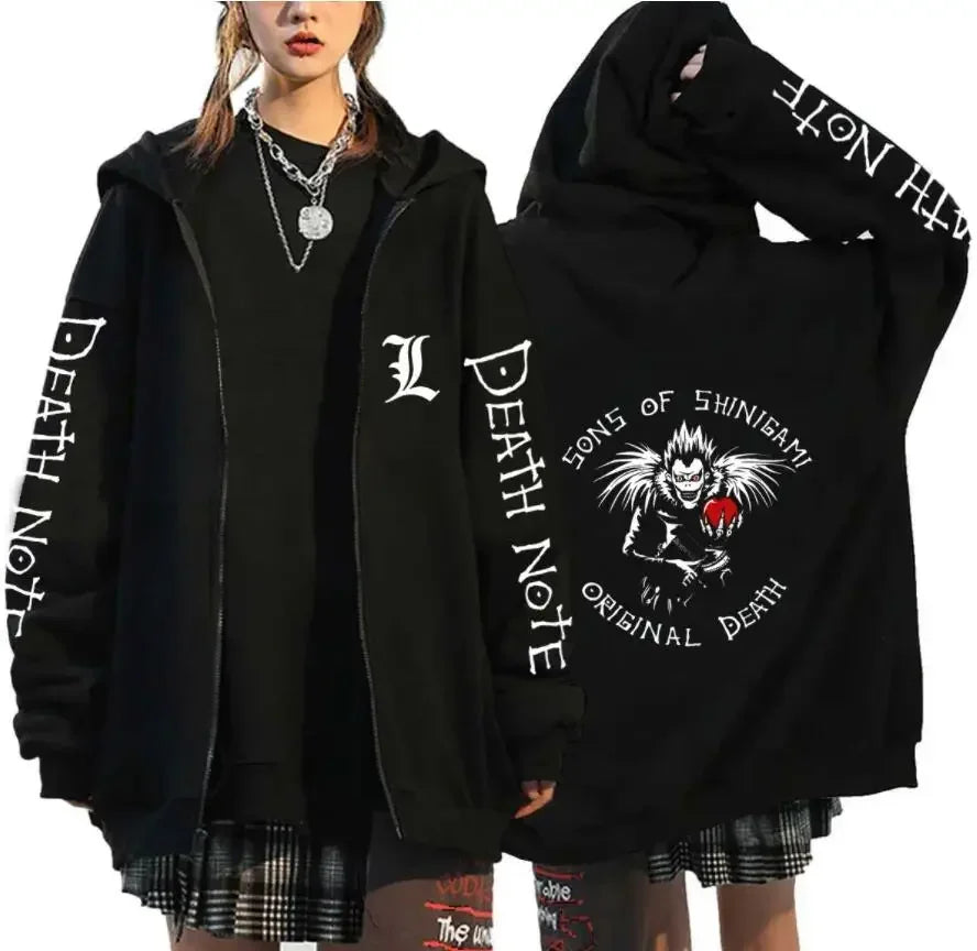 Oversized Hoodie – Zip Up, Death Note Design Eden of Clothes 