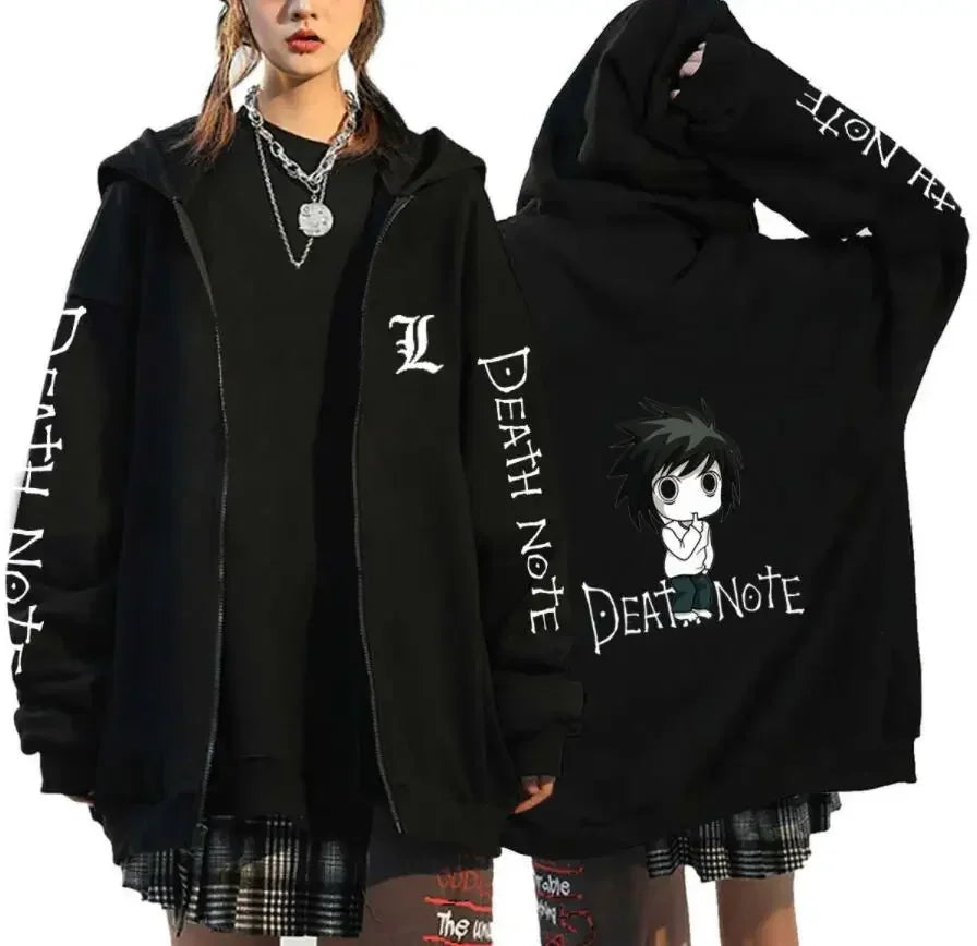 Oversized Hoodie – Zip Up, Death Note Design Eden of Clothes 