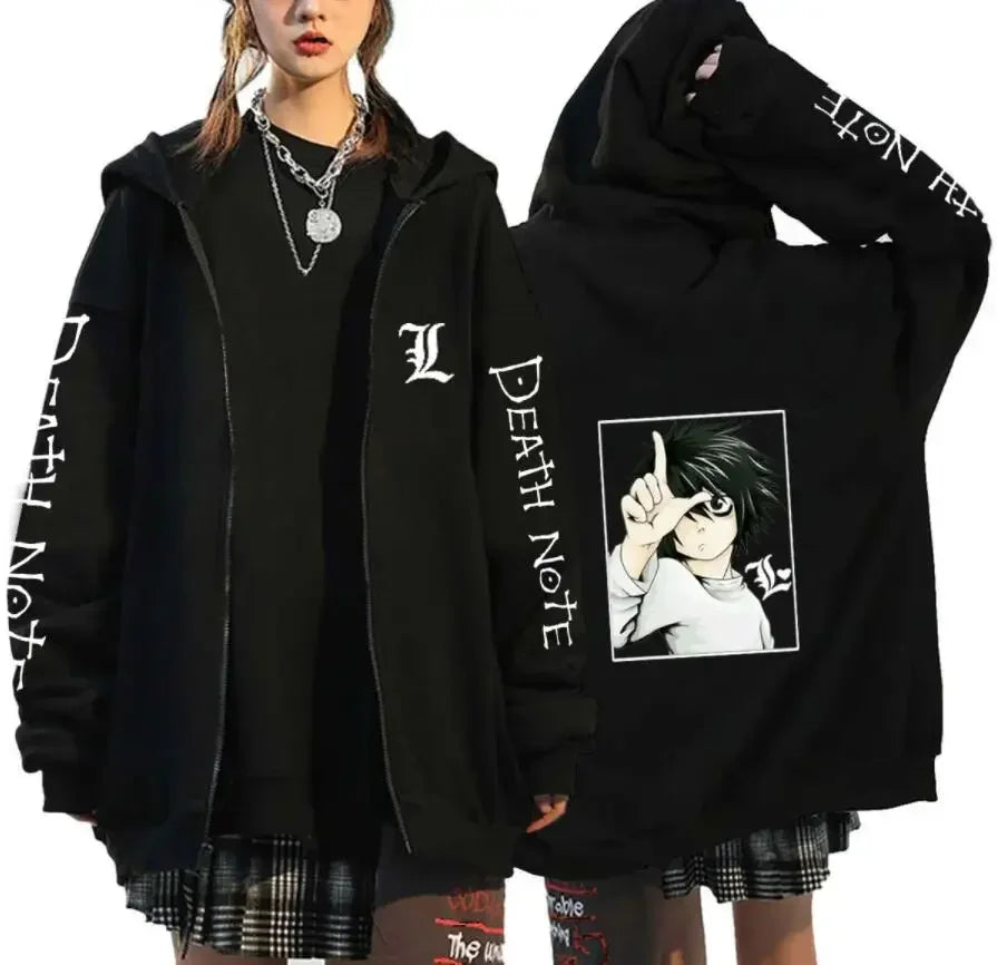 Oversized Hoodie – Zip Up, Death Note Design Eden of Clothes 