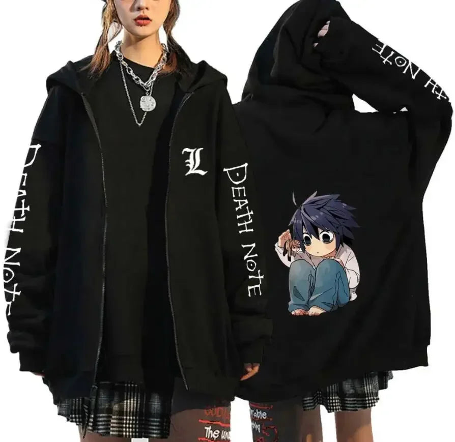 Oversized Hoodie – Zip Up, Death Note Design Eden of Clothes 