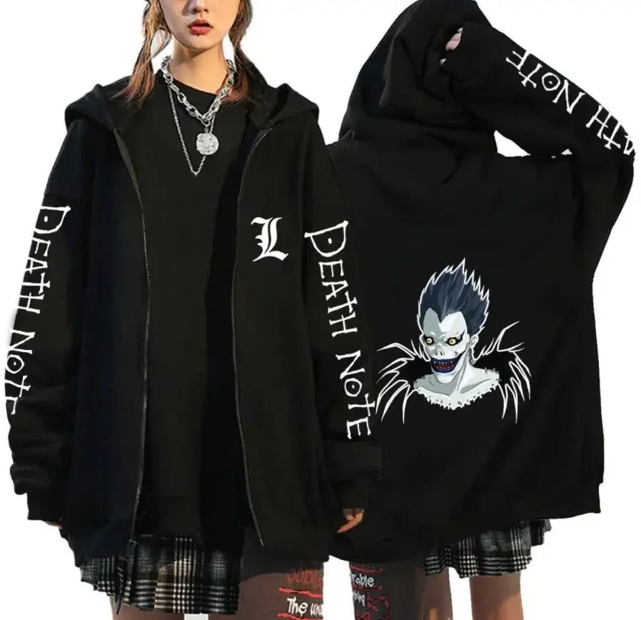 Oversized Hoodie – Zip Up, Death Note Design Eden of Clothes 