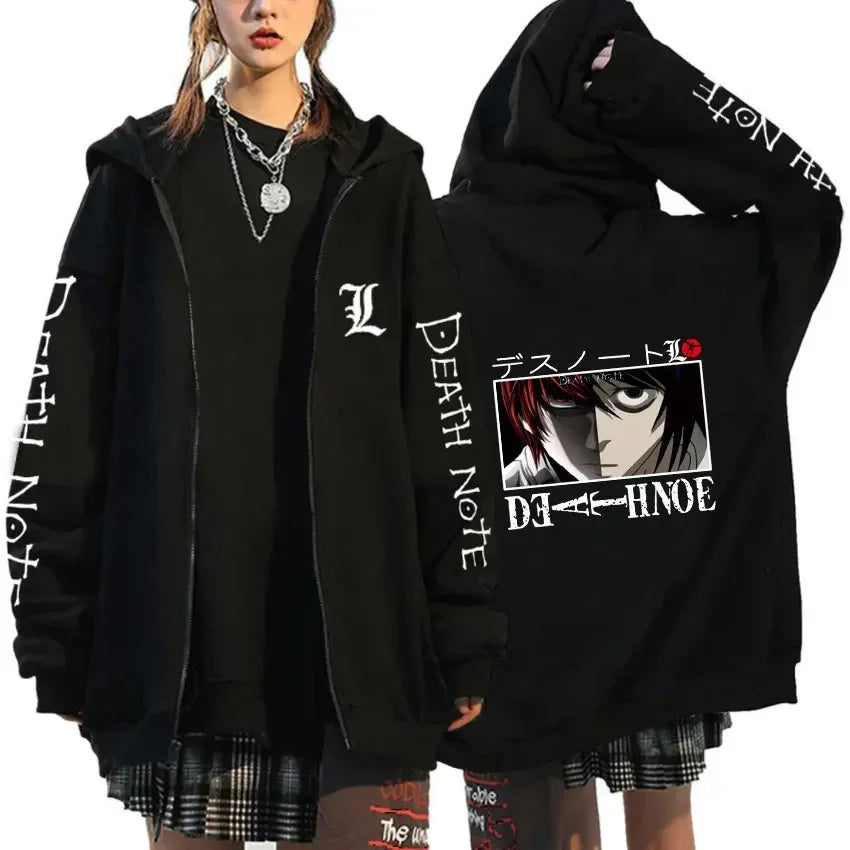 Oversized Hoodie – Zip Up, Death Note Design Eden of Clothes 