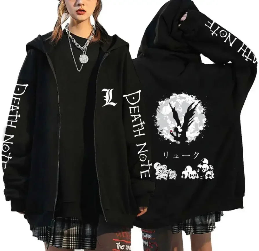 Oversized Hoodie – Zip Up, Death Note Design Eden of Clothes 